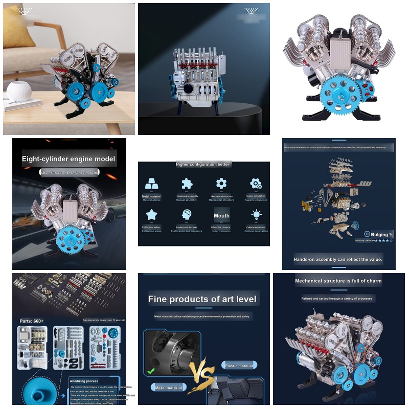 Model Kit V8 Engine - Kendin Yap 3D Mekanik V8 Motor